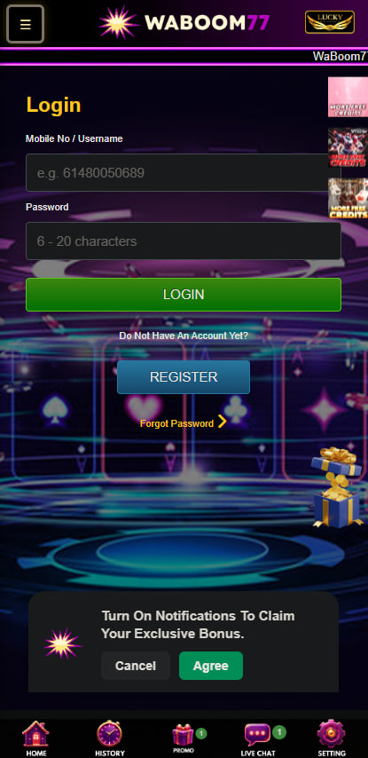 Waboom77 Login App Features